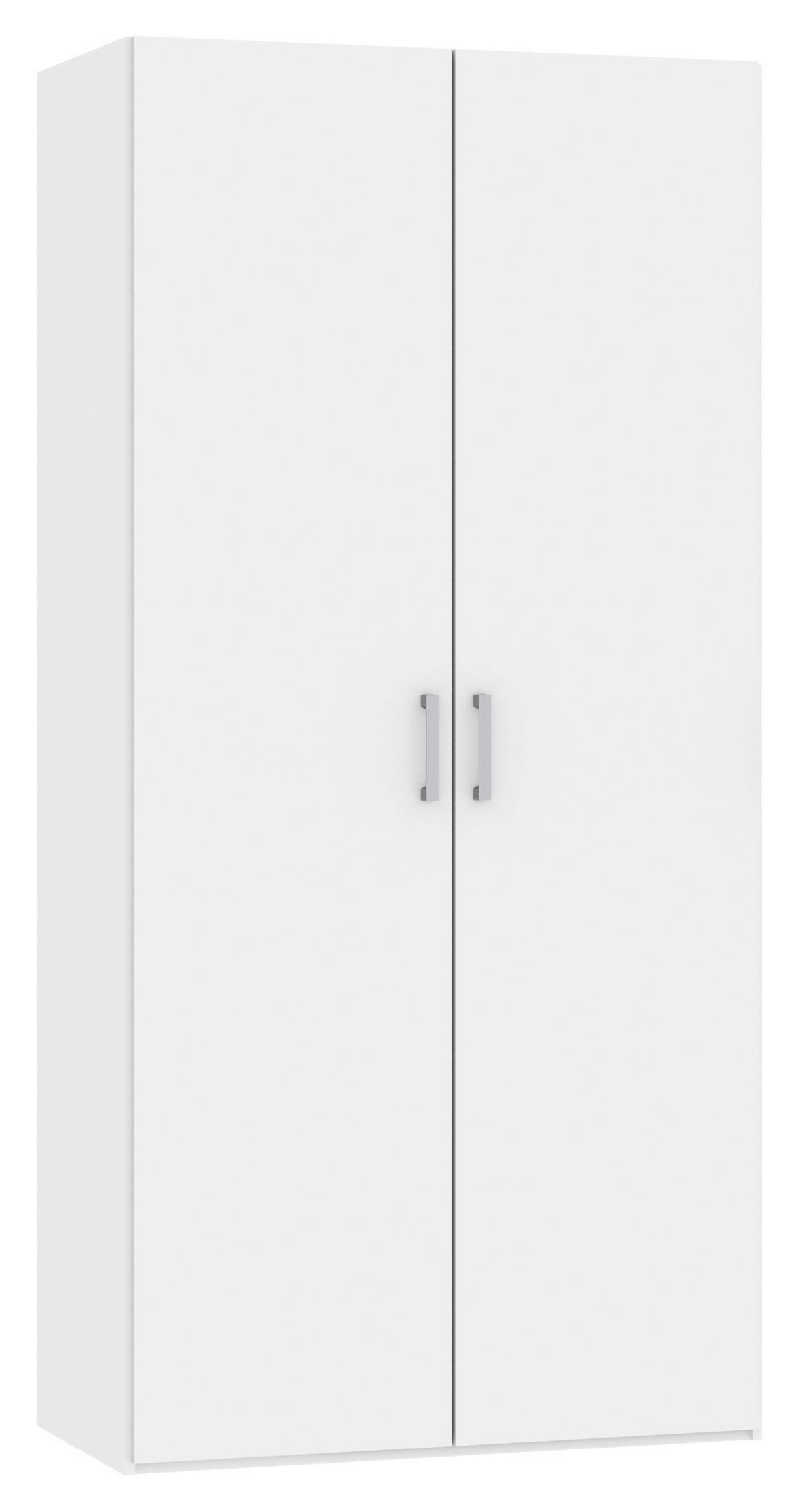 DREHTÜRENSCHRANK  in Weiß  - Chromfarben/Weiß, Design, Holzwerkstoff (102/236/59cm) - Carryhome