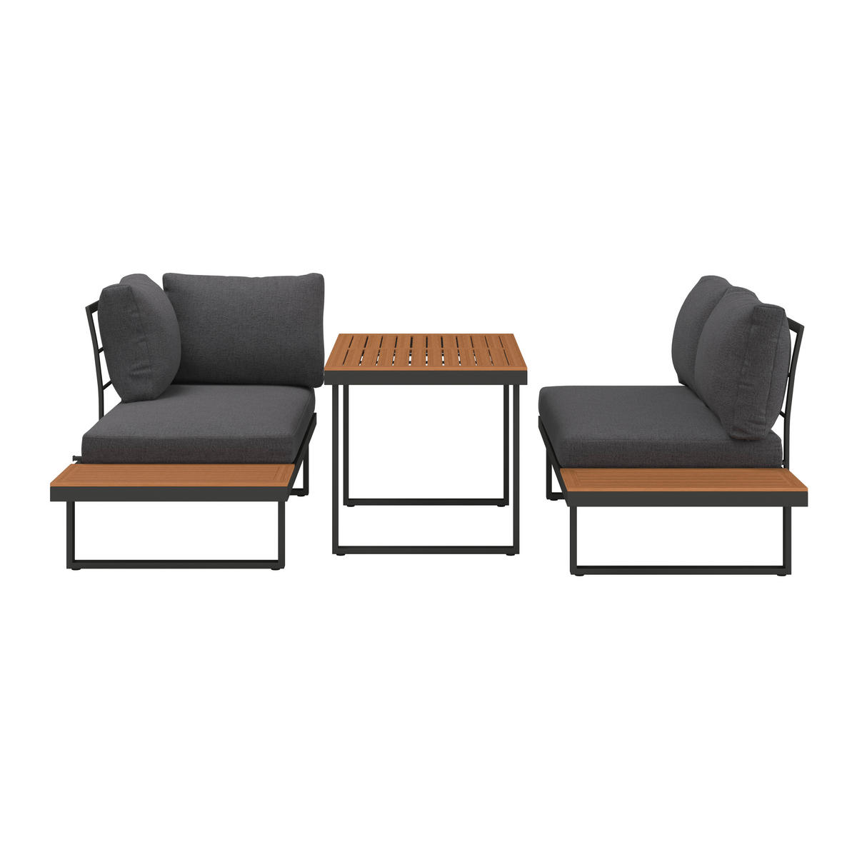 LOUNGE ÉTKEZŐGARNITÚRA 4 részes   253/70/175 cm  - natúr színű/antracit, Modern, műanyag/textil (253/70/175cm) - Ambia Garden
