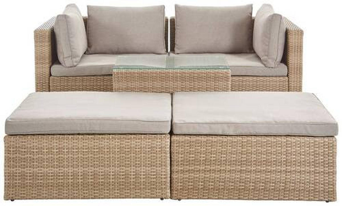 LOUNGEGARNITUR  - Braun/Grau, MODERN, Glas/Kunststoff - Ambia Garden