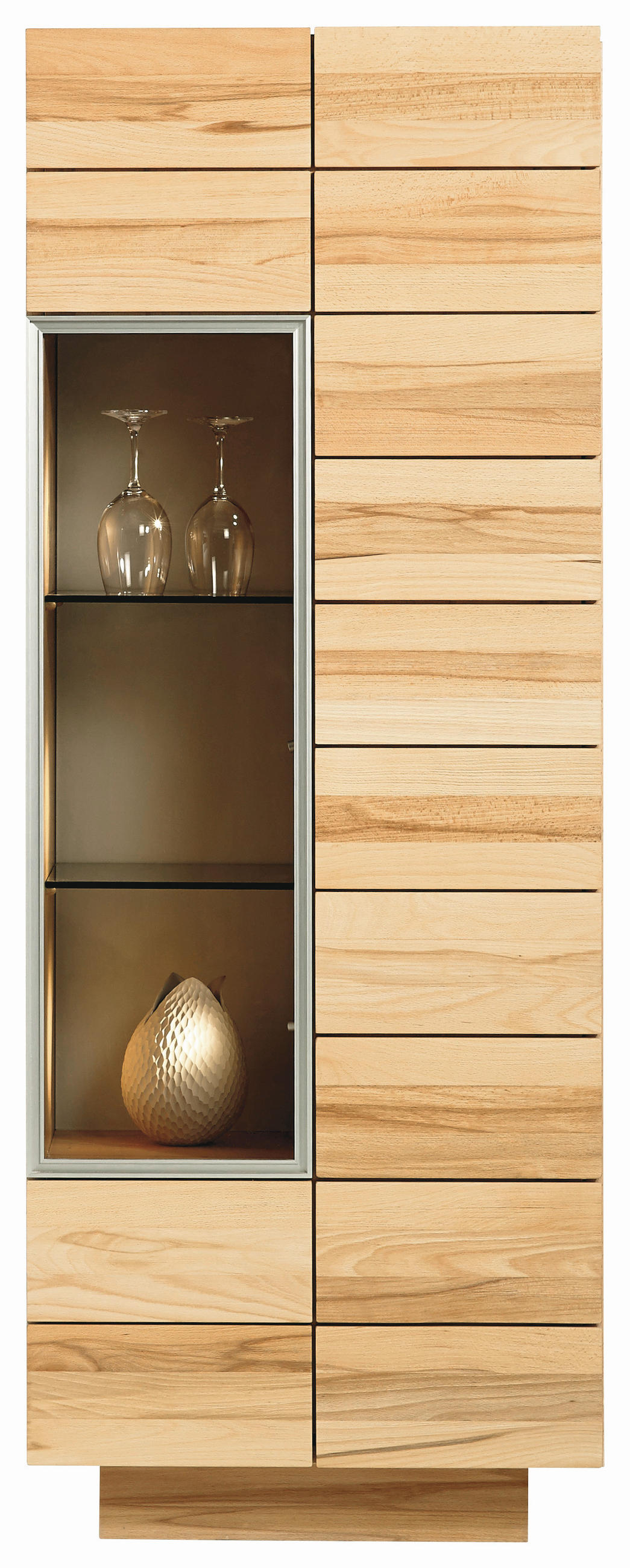 VITRINE Vmontanara in massiv, mehrschichtige Massivholzplatte (Tischlerplatte) Wildeiche Eichefarben  - Eichefarben, Design, Glas/Holz (64/202/42.5cm) - Voglauer