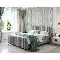 POSTELJA Z VZMETNICO 180 cm   x 200 cm  , les, tekstil, leseni material siva  - črna/siva, Moderno, kovina/leseni material (180/200cm) - Livetastic