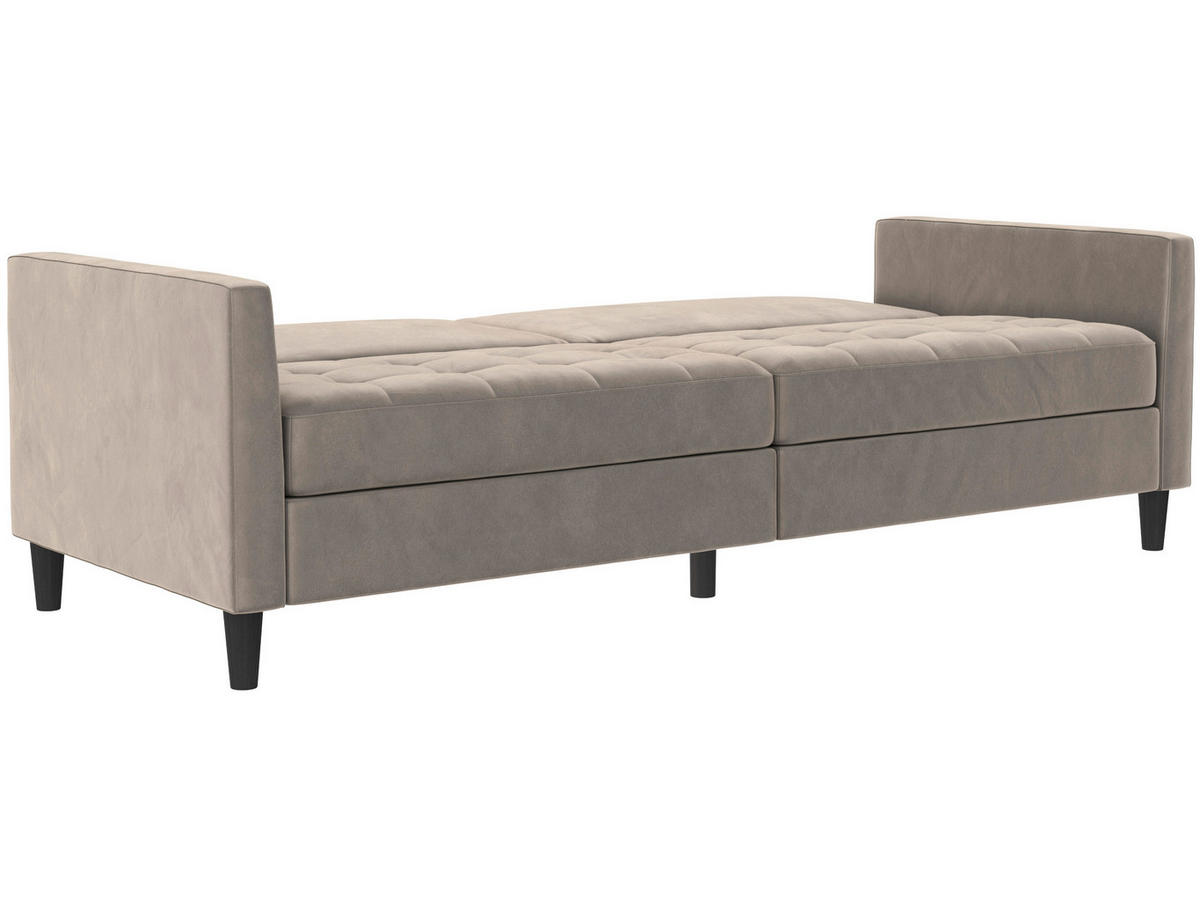 SCHLAFSOFA Velours Taupe  - Taupe/Schwarz, Basics, Kunststoff/Textil (207/86/86cm) - Livetastic
