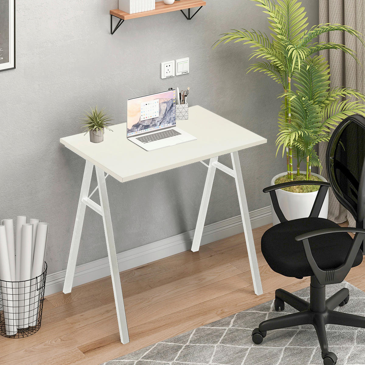 SCHREIBTISCH 100/60/75 cm Weiß   - Weiß, Design, Holzwerkstoff/Metall (100/60/75cm) - Carryhome