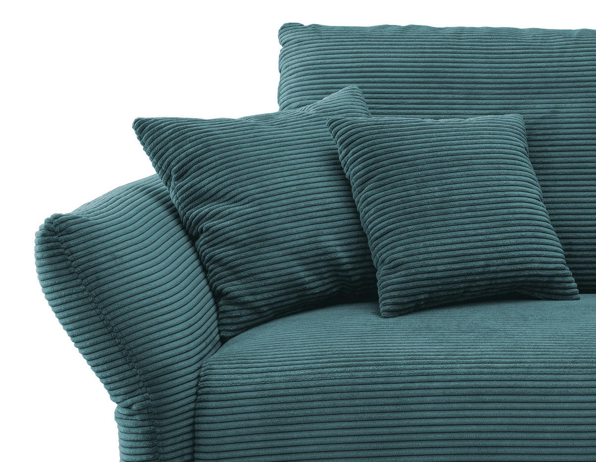 ECKSOFA Petrol Cord  - Petrol/Schwarz, Design, Textil/Metall (256/294cm) - Livetastic