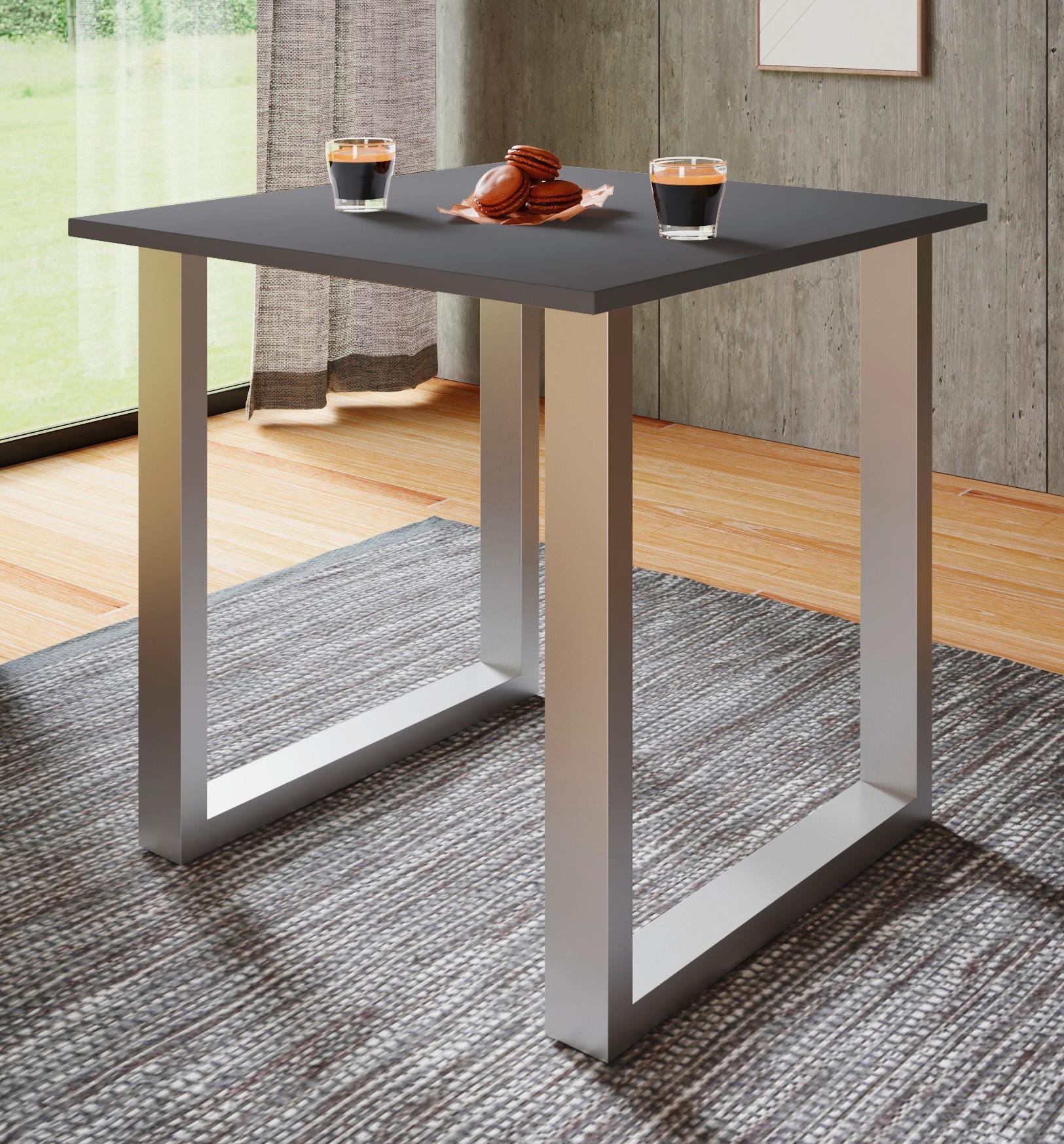 SCHREIBTISCH  in Silberfarben  - Silberfarben/Silbereichenfarben, Design, Holzwerkstoff/Metall (80/76/80cm) - MID.YOU