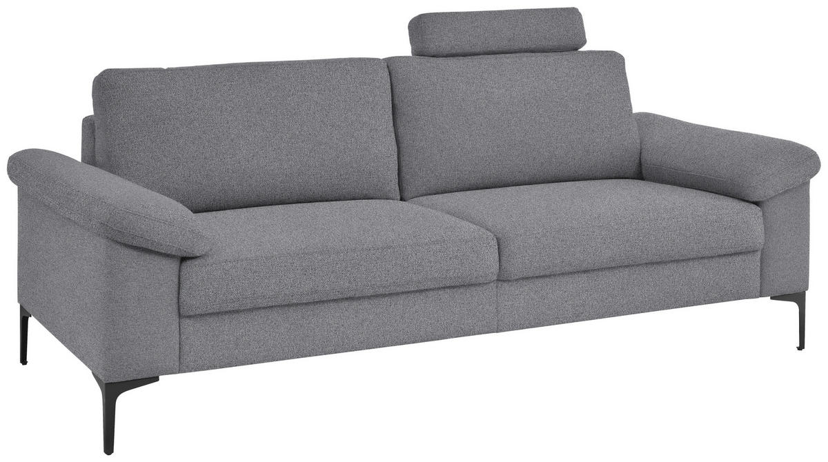 3-SITZER-SOFA in Flachgewebe Grau  - Schwarz/Grau, Design, Textil/Metall (226/89/97cm) - Pure Home Lifestyle