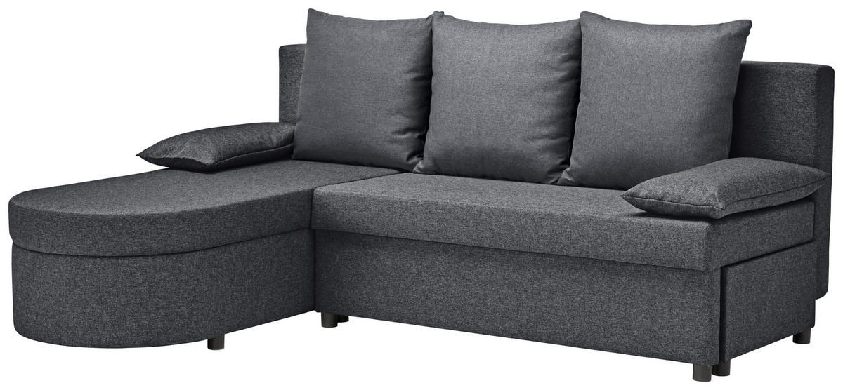 ECKSOFA in Webstoff Dunkelgrau  - Dunkelgrau/Anthrazit, Konventionell, Kunststoff/Textil (159/196cm) - Ti'me