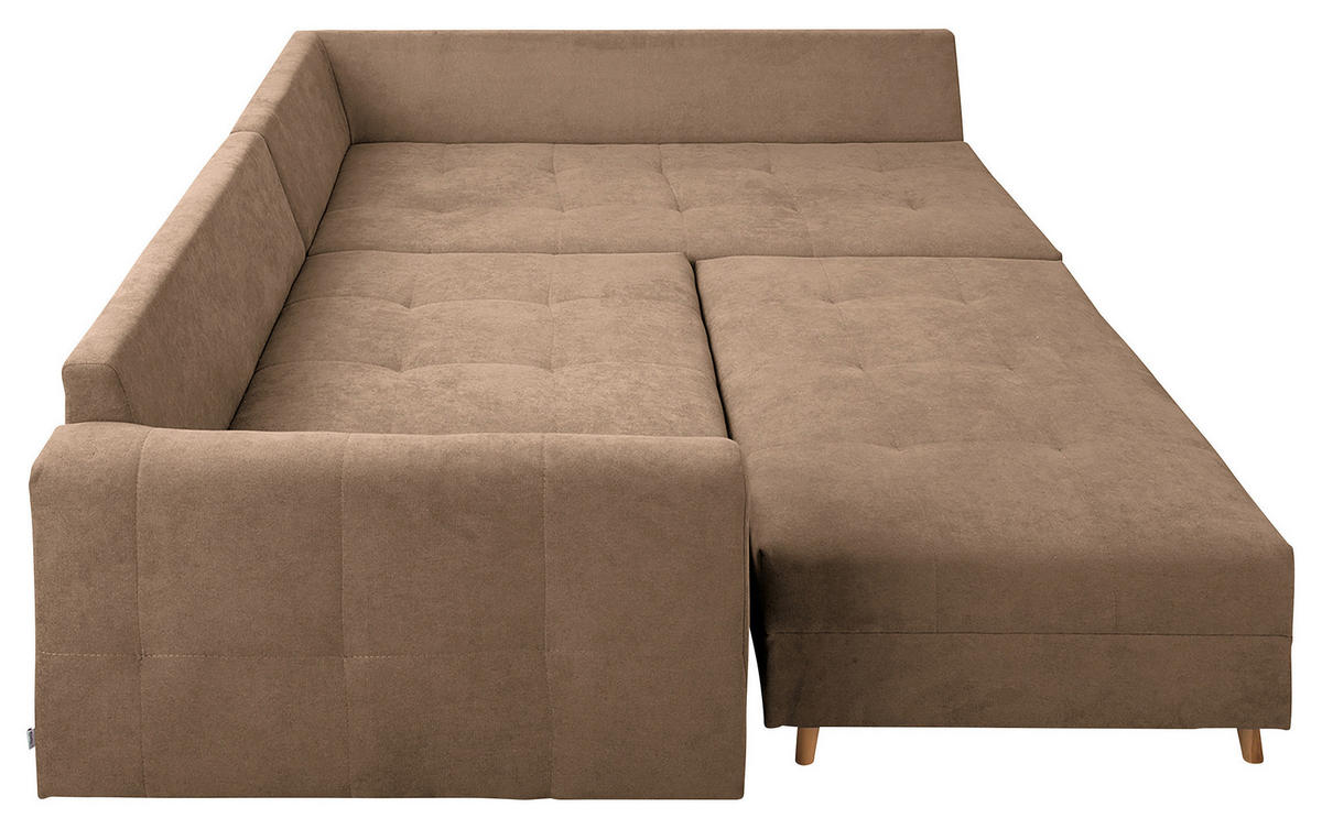 ECKSOFA inkl. Hocker Ariella Beige Mikrofaser  - Beige/Naturfarben, Design, Holz/Textil (161/231cm) - Livetastic