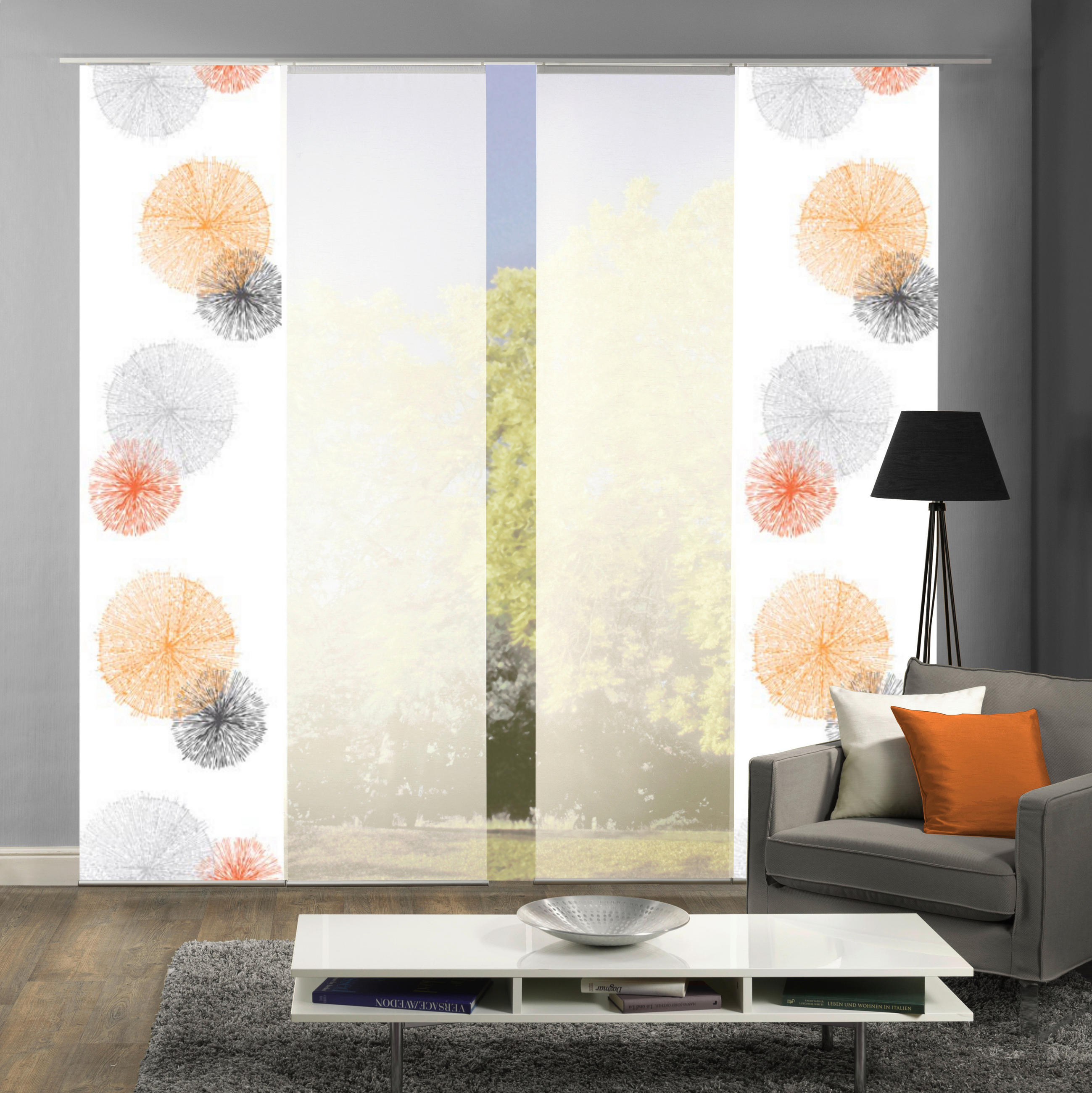 FLÄCHENVORHANG RAWLINS, 4-TLG.  4 Stück    4x60/245 cm  - Orange, Basics, Textil (4x60/245cm)