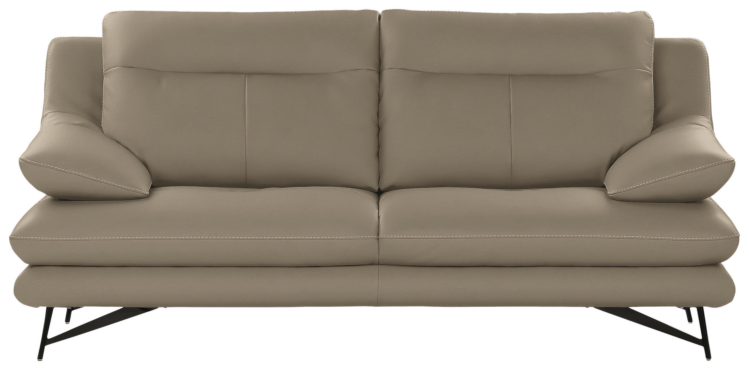 3-SITZER-SOFA in Leder Beige  - Beige, Design, Leder/Metall (215/90/109cm)