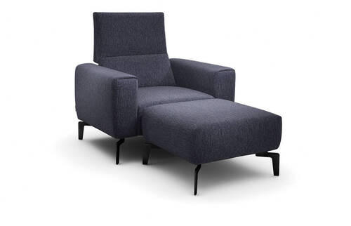 SESSELSET in Chenille Blau  - Blau/Schwarz, Design, Textil/Metall (110/85/86-94cm) - SENSOO