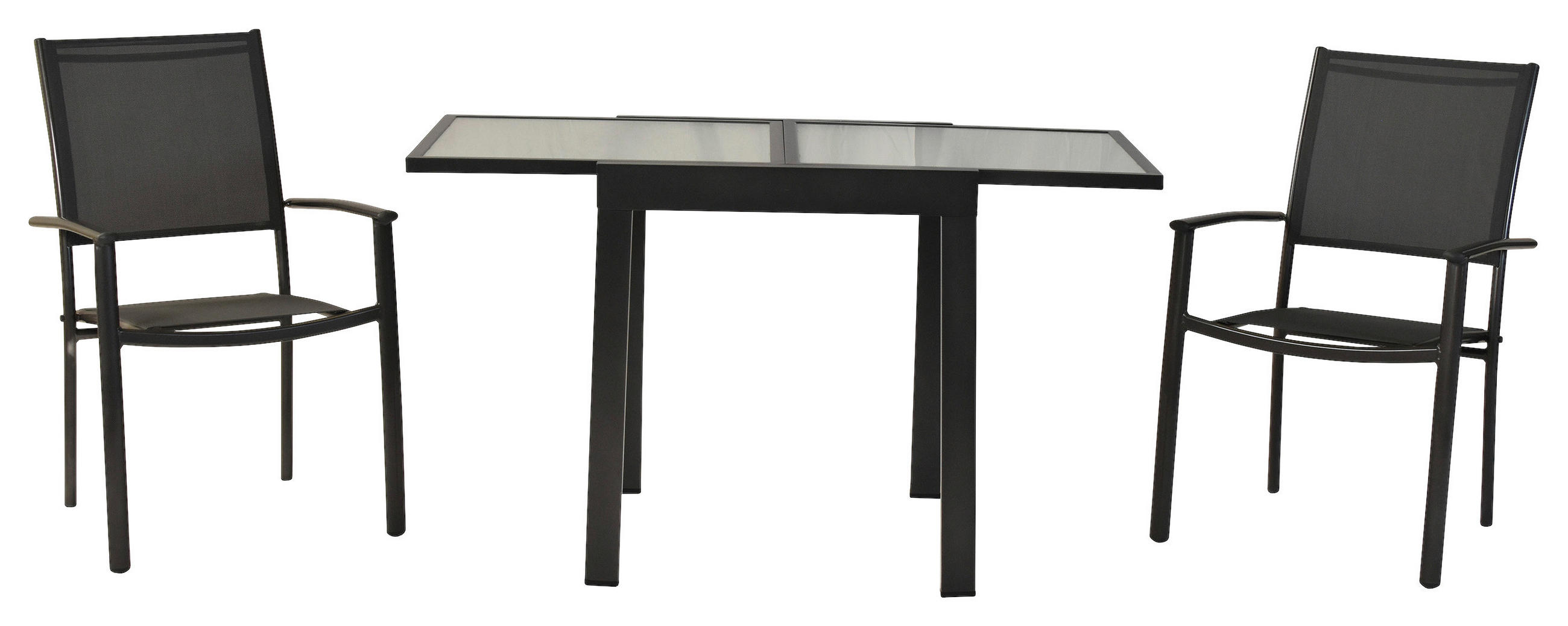 GARTENSET 3-teilig  - Graphitfarben/Grau, MODERN, Textil/Metall - Gardenson