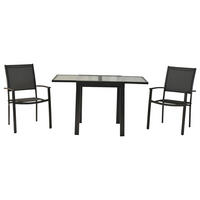GARTENSET 3-teilig Aluminium 3-teilig  - Graphitfarben/Grau, MODERN, Textil/Metall - Gardenson