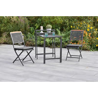 BALKONSET Graphitfarben, Grau, Akaziefarben 5-teilig  - Graphitfarben/Grau, KONVENTIONELL, Holz/Textil - Gardenson