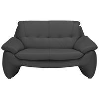 2-SITZER-SOFA Schwarz Echtleder  - Silberfarben/Schwarz, KONVENTIONELL, Leder/Metall (154/86/91cm) - Celina Home