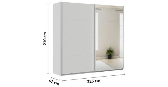 SCHWEBETÜRENSCHRANK  in Seidengrau  - Seidengrau/Alufarben, KONVENTIONELL, Glas/Holzwerkstoff (225/210/62cm) - Xora