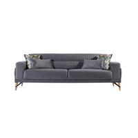 3-SITZER-SOFA Samt Grau  - Beige/Grau, Design, Kunststoff/Textil (233/77/87cm) - Livetastic