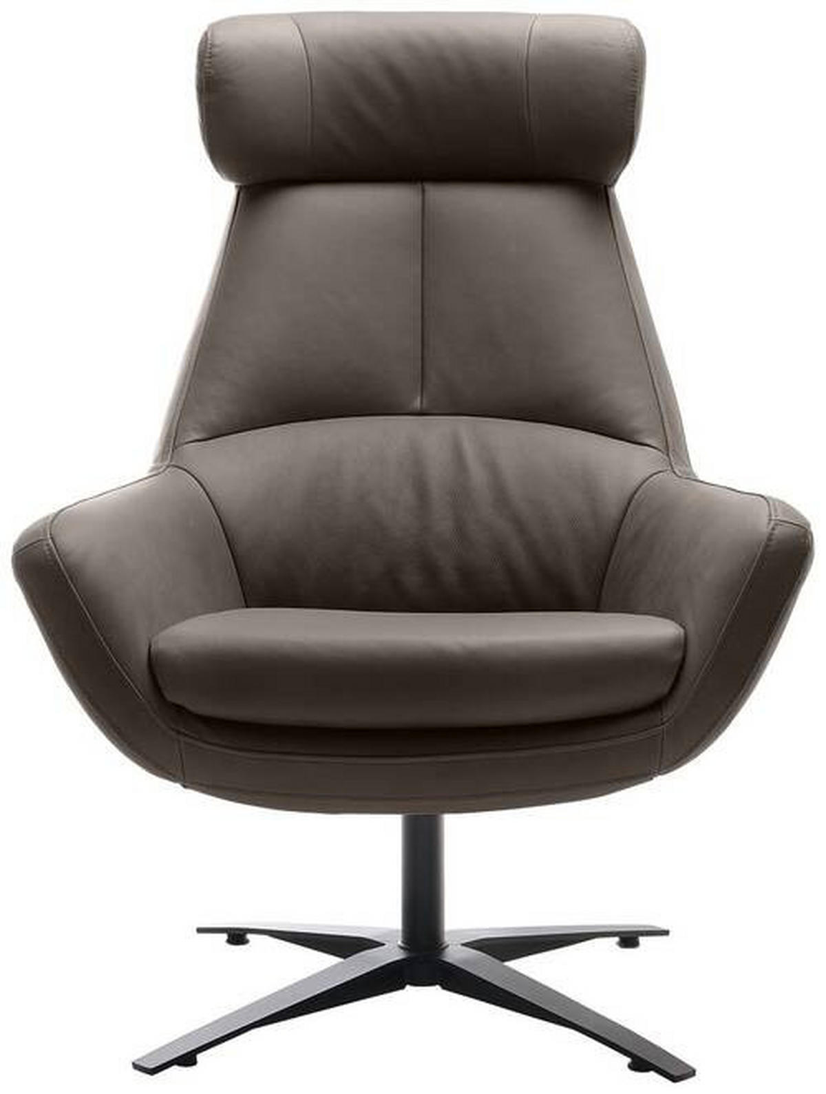SESSEL in Echtleder Grau  - Schwarz/Grau, Modern, Leder/Metall (81/112/83cm) - Trendmanufaktur