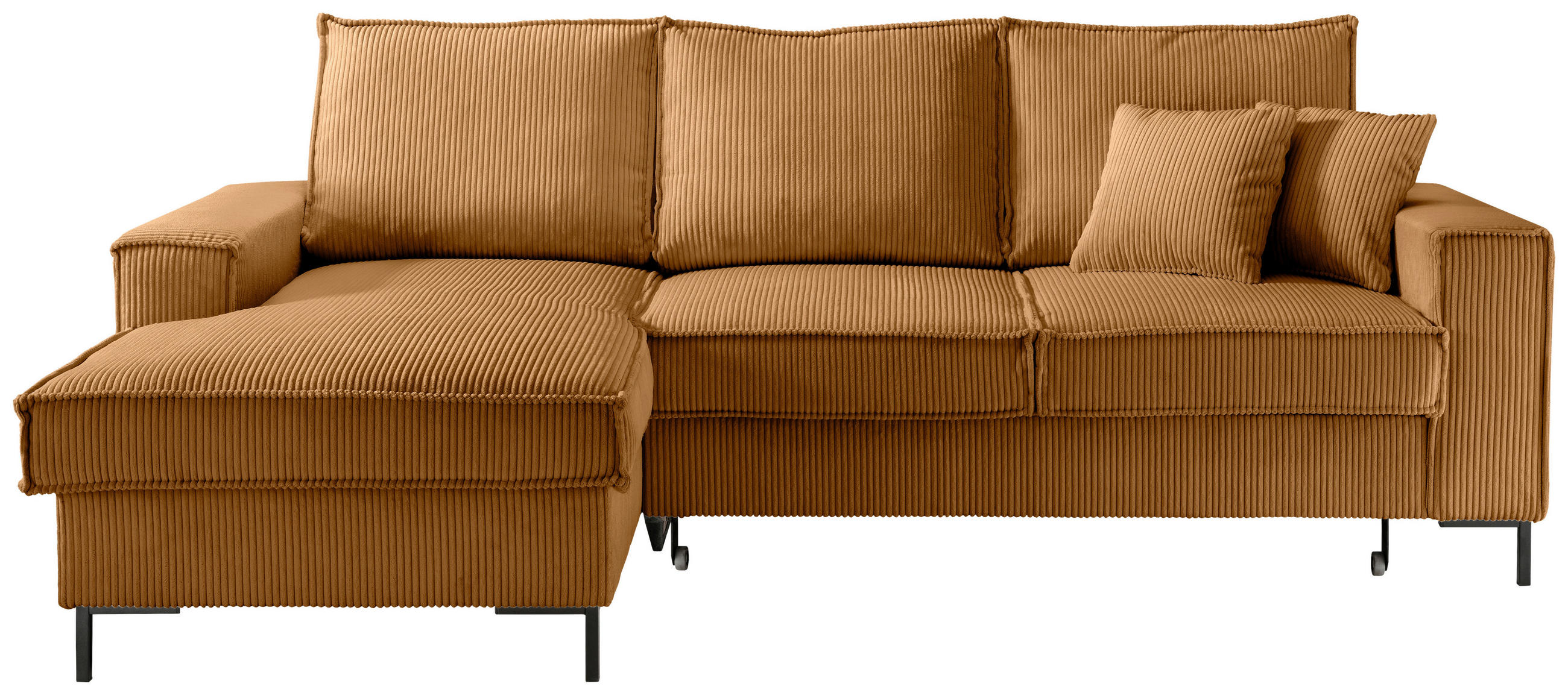 ECKSOFA Goldfarben Cord  - Goldfarben/Schwarz, MODERN, Textil/Metall (150/240cm) - Livetastic