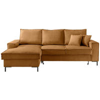 ECKSOFA Goldfarben Cord  - Goldfarben/Schwarz, MODERN, Textil/Metall (150/240cm) - Livetastic