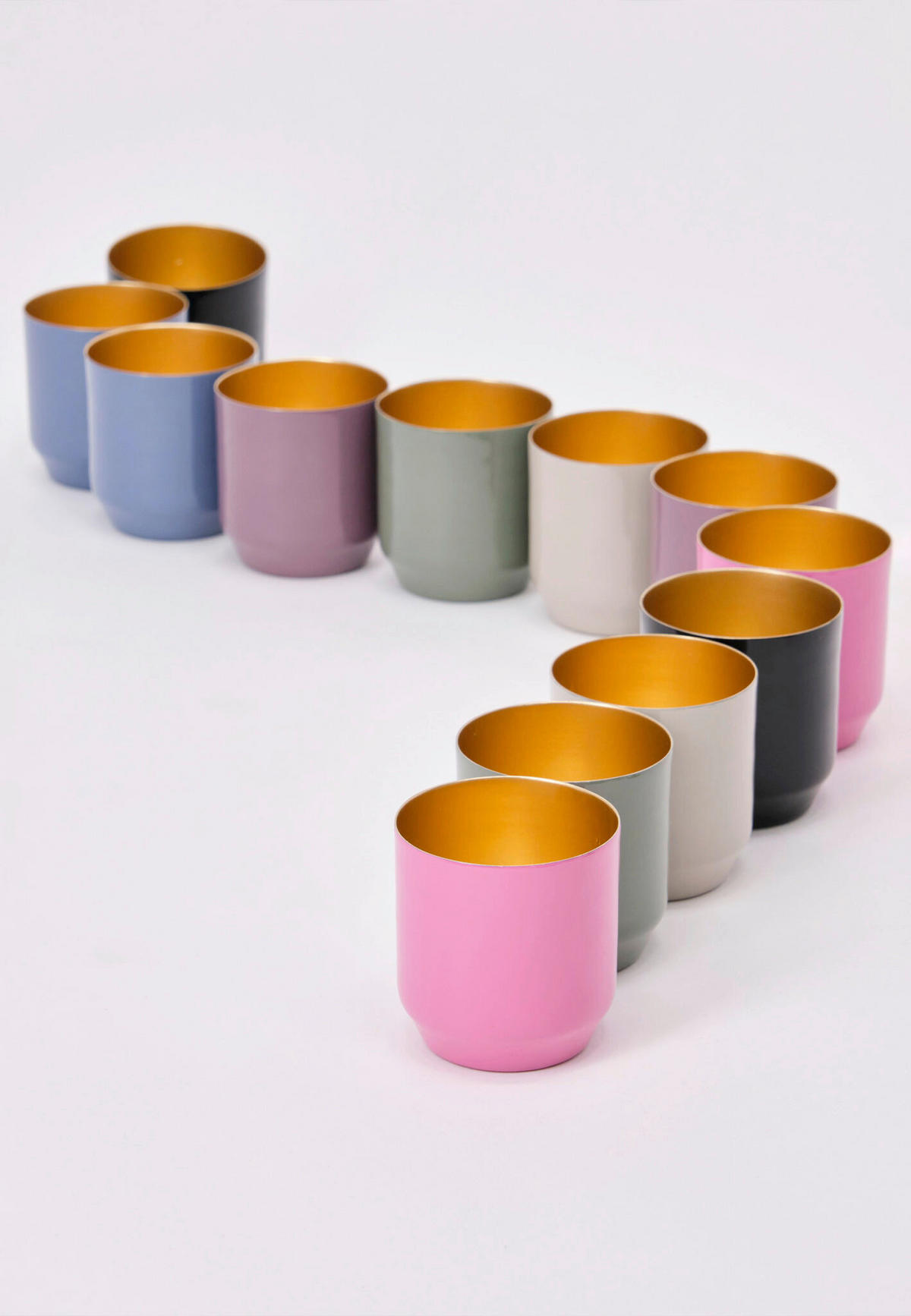 TEELICHTHALTER  - Salbeigrün/Goldfarben, Basics, Metall (7/8cm)