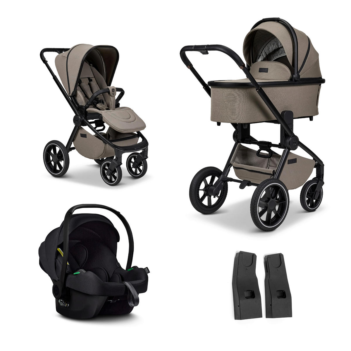 SET DJEČJIH KOLICA  Resea+ Set  - boje blata/crna, Basics, tekstil (98,5/58/122cm) - Moon