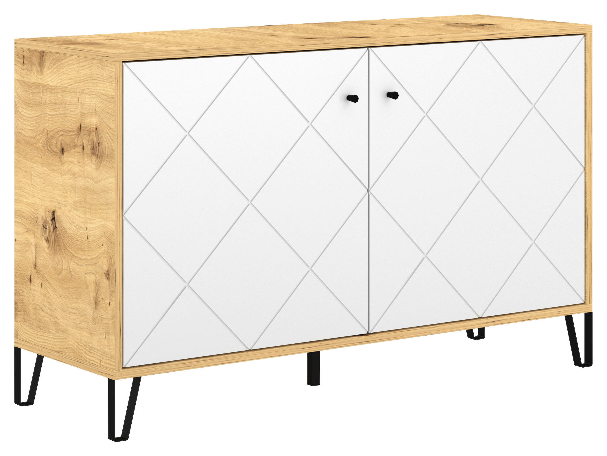 KOMMODE  in 123,4/75,2/40 cm  - Schwarz/Weiß, Design, Holzwerkstoff/Metall (123,4/75,2/40cm) - Boxxx