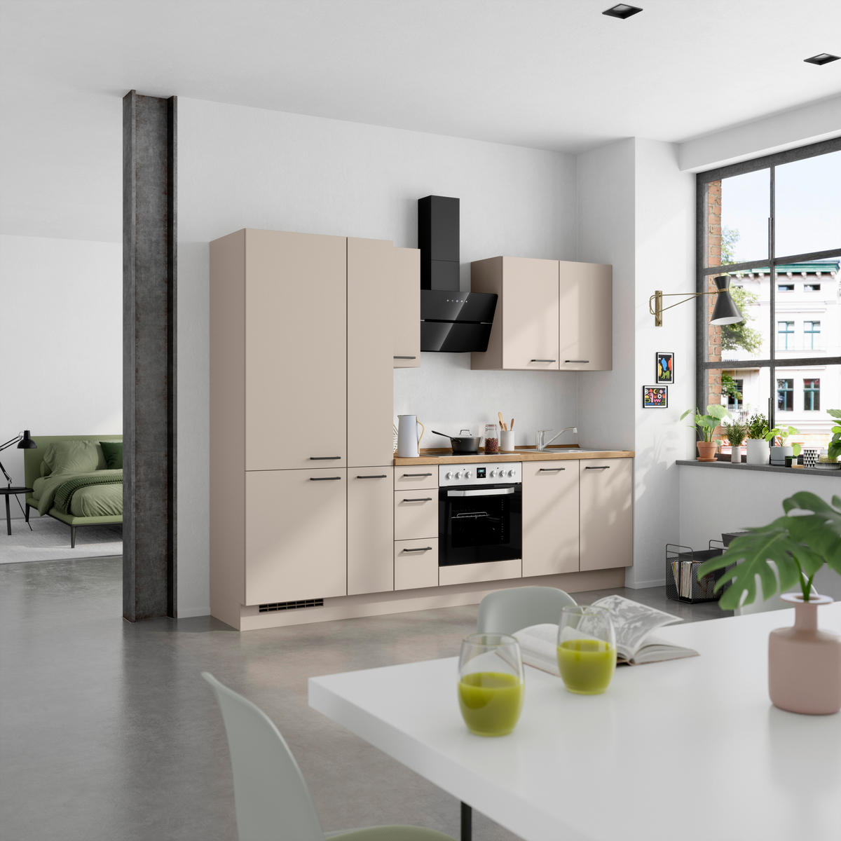 KÜCHENLEERBLOCK Easytouch 270 cm  in Eichefarben, Sandfarben  - Sandfarben/Eichefarben, MODERN, Holzwerkstoff/Metall (270cm) - Nobilia