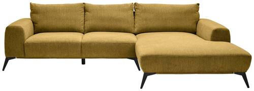 ECKSOFA Dunkelgelb Webstoff  - Dunkelgelb/Schwarz, Design, Textil/Metall (298/187cm) - Stylife