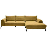 ECKSOFA Dunkelgelb Webstoff  - Dunkelgelb/Schwarz, Design, Textil/Metall (298/187cm) - Stylife
