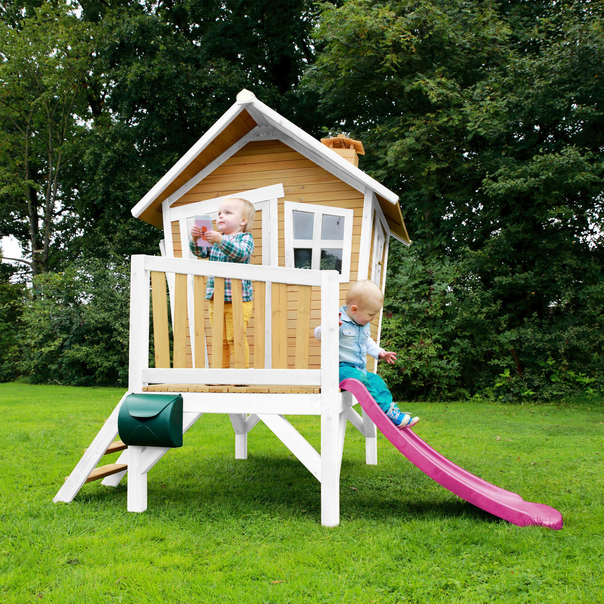 SPIELHAUS 264/203/177 cm  - Weiss/Lila, Konventionell, Holz/Kunststoff (264/203/177cm)