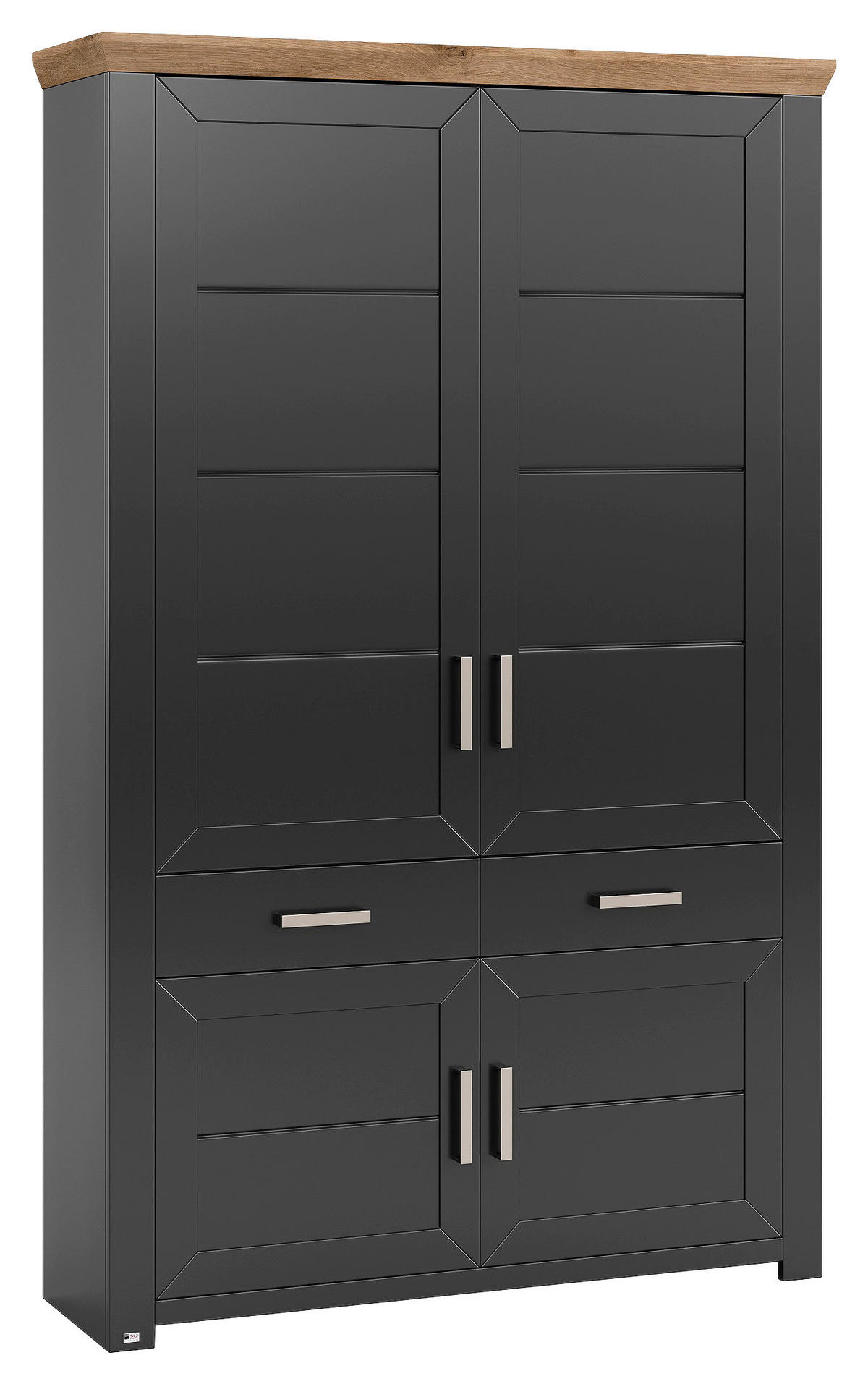 REGAL Graphitfarben, Eiche Artisan  - Graphitfarben/Eiche Artisan, Design, Holzwerkstoff/Metall (129,3/206,6/42,2cm) - SetOne by Musterring