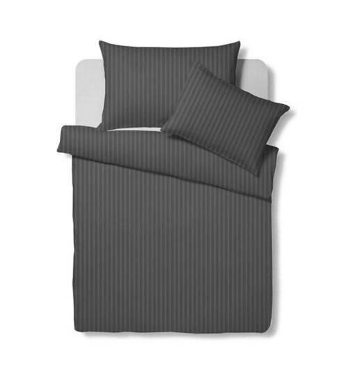 DUVETBEZUG Bio Stripe Satin 160/210 cm  - Graphitfarben, Basics, Textil (160/210cm) - Bio:Vio