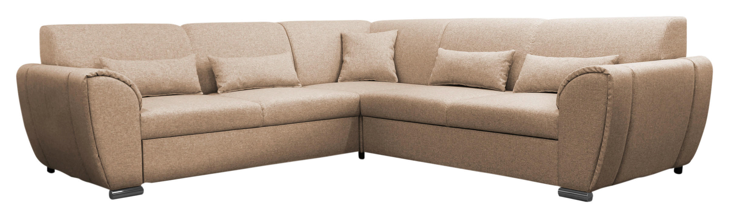 ECKSOFA Beige Flachgewebe  - Beige/Silberfarben, Design, Kunststoff/Textil (266/266cm) - Livetastic