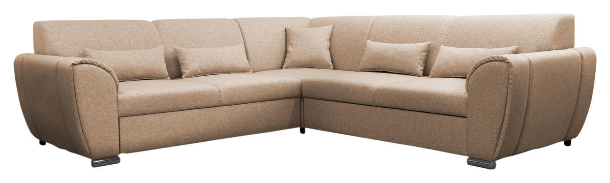 ECKSOFA  in Flachgewebe Beige  266/266 cm  - Beige/Silberfarben, Design, Kunststoff/Textil (266/266cm) - Livetastic