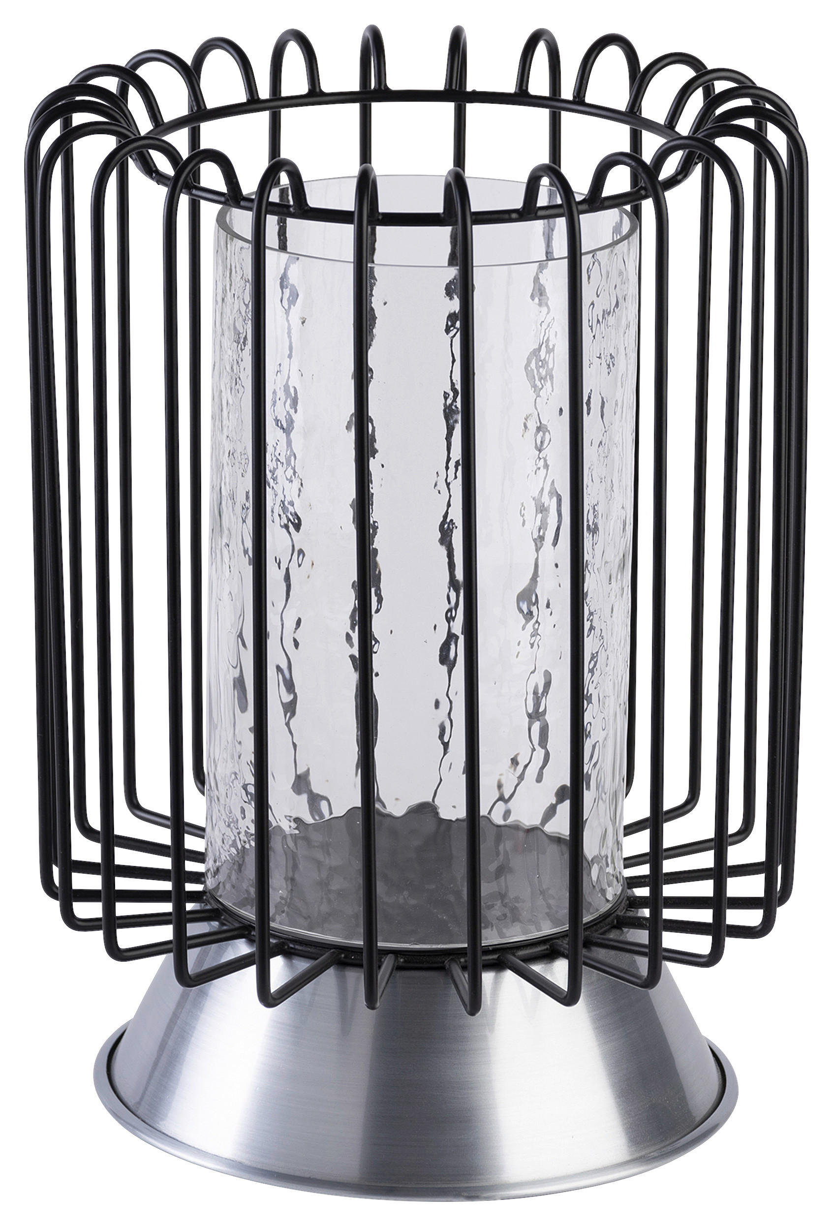 LJUSSTAKE  - svart/guldfärgad, Trend, metall/glas (22.5/22.5/31cm) - Kayoom