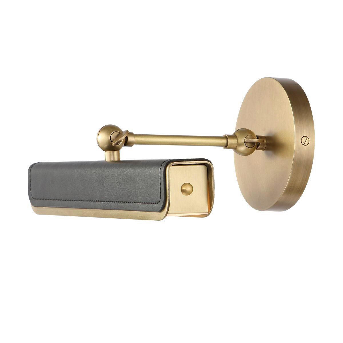 WANDLEUCHTE    - Messingfarben, KONVENTIONELL, Leder/Kunststoff (19,7/30,5/24,8cm) - Elstead Lighting