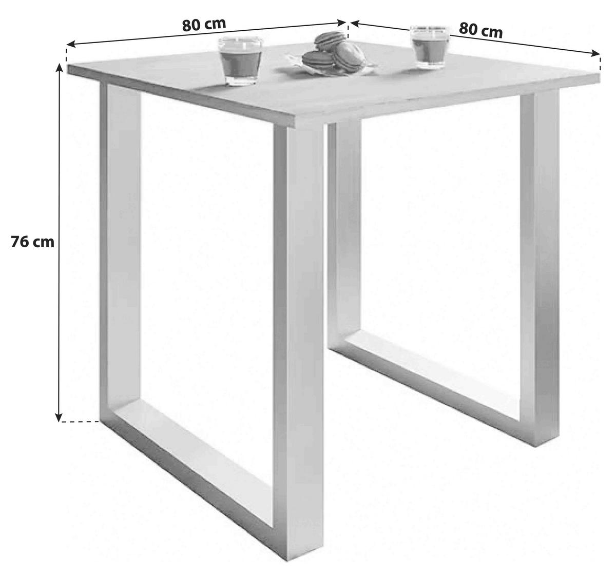ESSTISCH Silberfarben, Sonoma Eiche  - Silberfarben/Sonoma Eiche, Basics, Holzwerkstoff (80/80/76cm) - MID.YOU