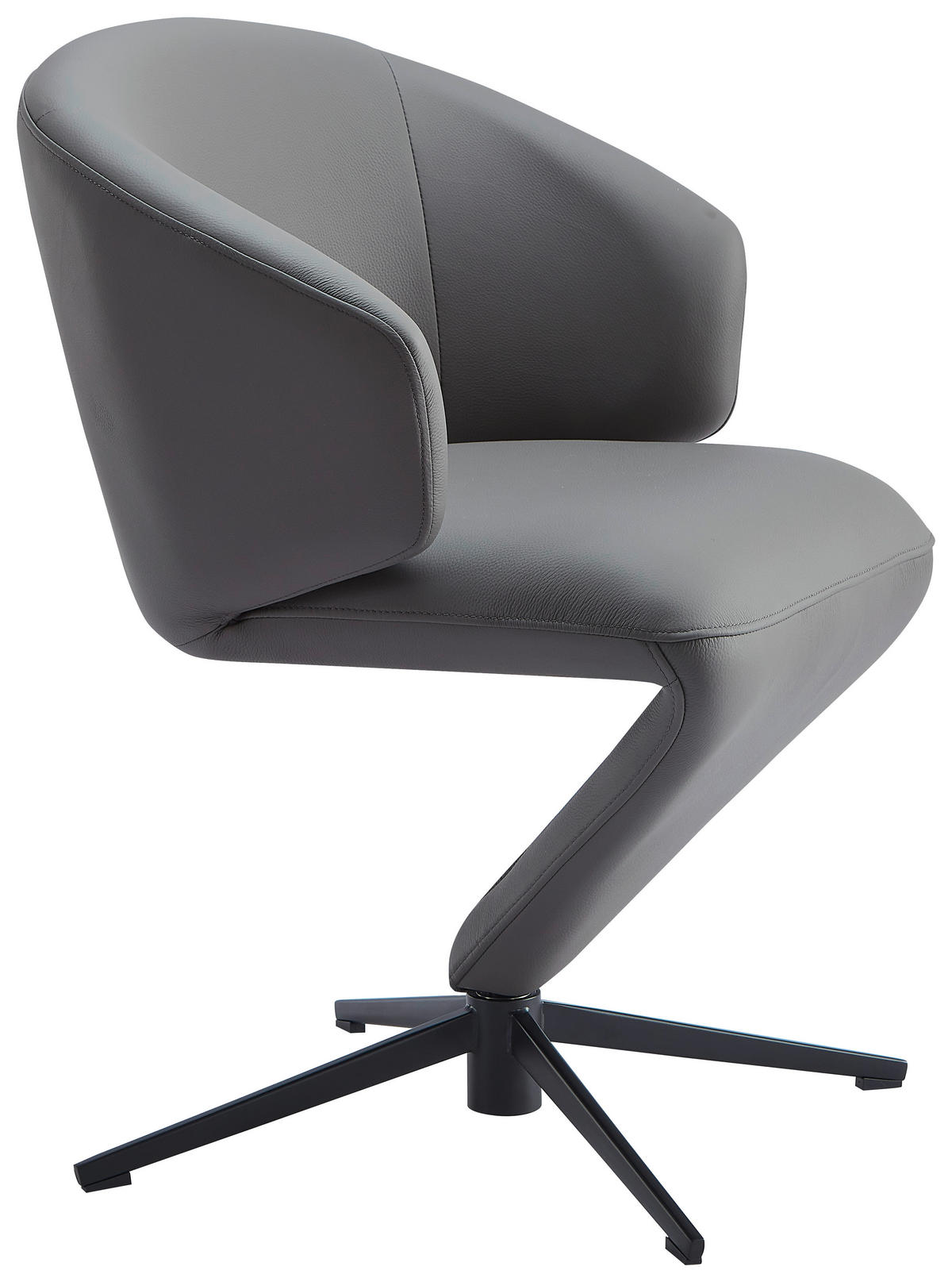 STOL MED ARMSTÖD järn äkta läder pigmenterad  - svart/antracit, Design, metall/läder (62/82/62cm) - Moderano