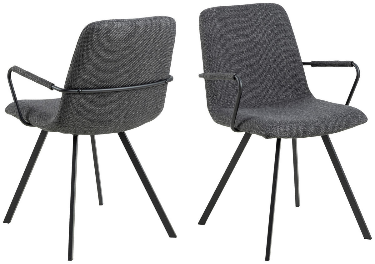ŽIDLE S PODRUČKAMI, tkaná látka, tmavě šedá - tmavě šedá, Design, kov/textil (55,5/85/50,5cm) - MID.YOU