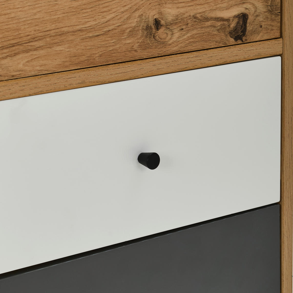 KOMMODE  in 40/80/40 cm  - Eichefarben/Schwarz, Design, Holzwerkstoff/Metall (40/80/40cm) - Carryhome