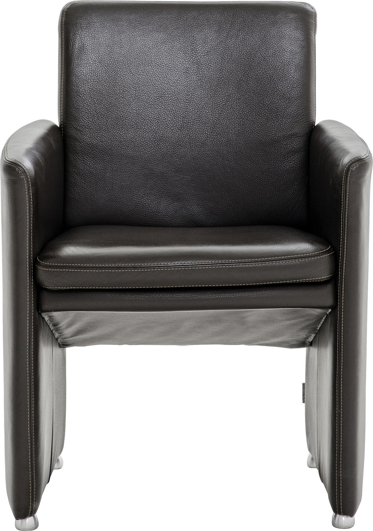 STUHL  in Echtleder  - Silberfarben/Schwarz, Design, Leder/Kunststoff (62/87/59cm) - W.Schillig