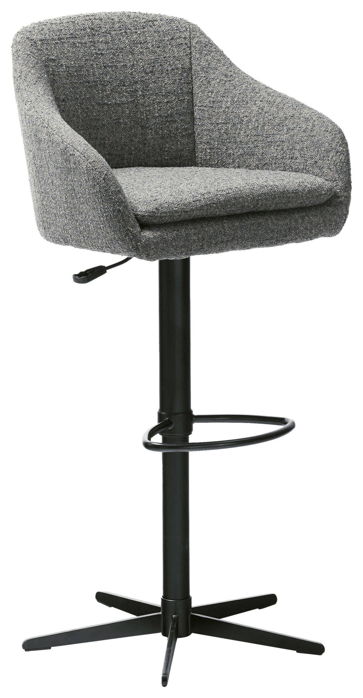 BARHOCKER Webstoff Blau, Schwarz Eisen Sitzfläche 360° drehbar, inklusive Armlehnen  - Blau/Schwarz, Design, Textil/Metall (54,5/88-108/53,5cm) - Cassando