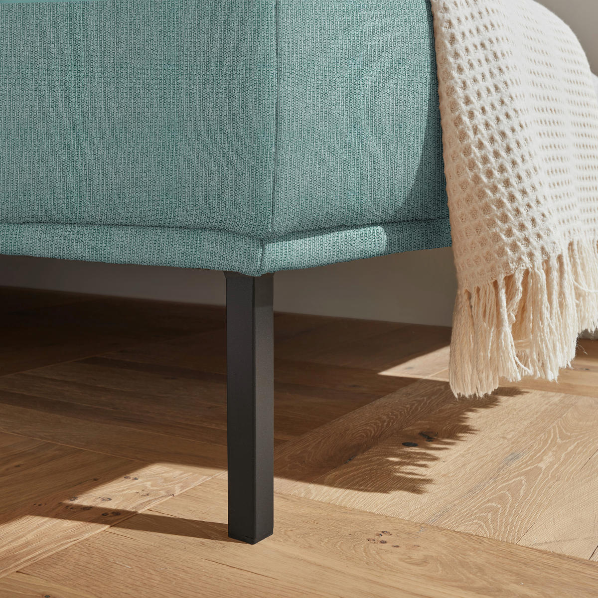 ECKSOFA  in Flachgewebe Hellblau  308/270 cm  - Schwarz/Hellblau, Design, Textil/Metall (308/270cm) - Pure Home Lifestyle