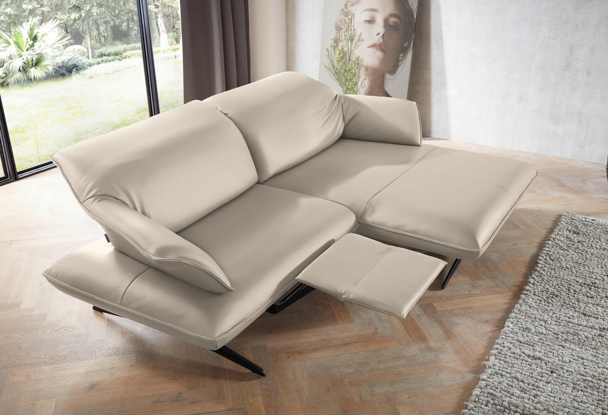 ECKSOFA in Echtleder Cappuccino  252/169 cm  - Beige/Schwarz, Design, Leder/Metall (252/169cm) - Koinor