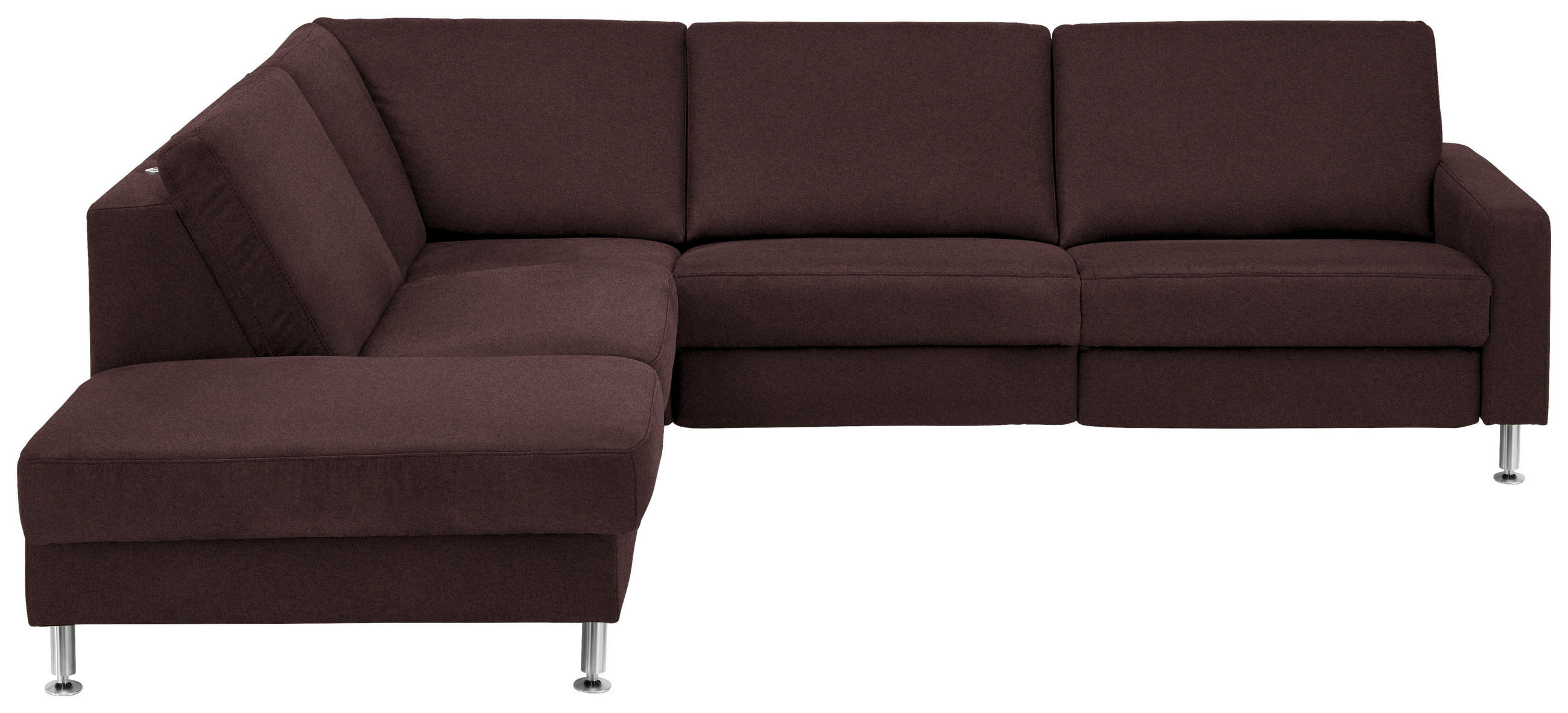 ECKSOFA in Mikrofaser Dunkelbraun  242/275 cm  - Dunkelbraun/Alufarben, Design, Textil/Metall (242/275cm) - Dieter Knoll