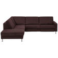 ECKSOFA  in Mikrofaser Dunkelbraun  242/275 cm  - Dunkelbraun/Alufarben, Design, Textil/Metall (242/275cm) - Dieter Knoll