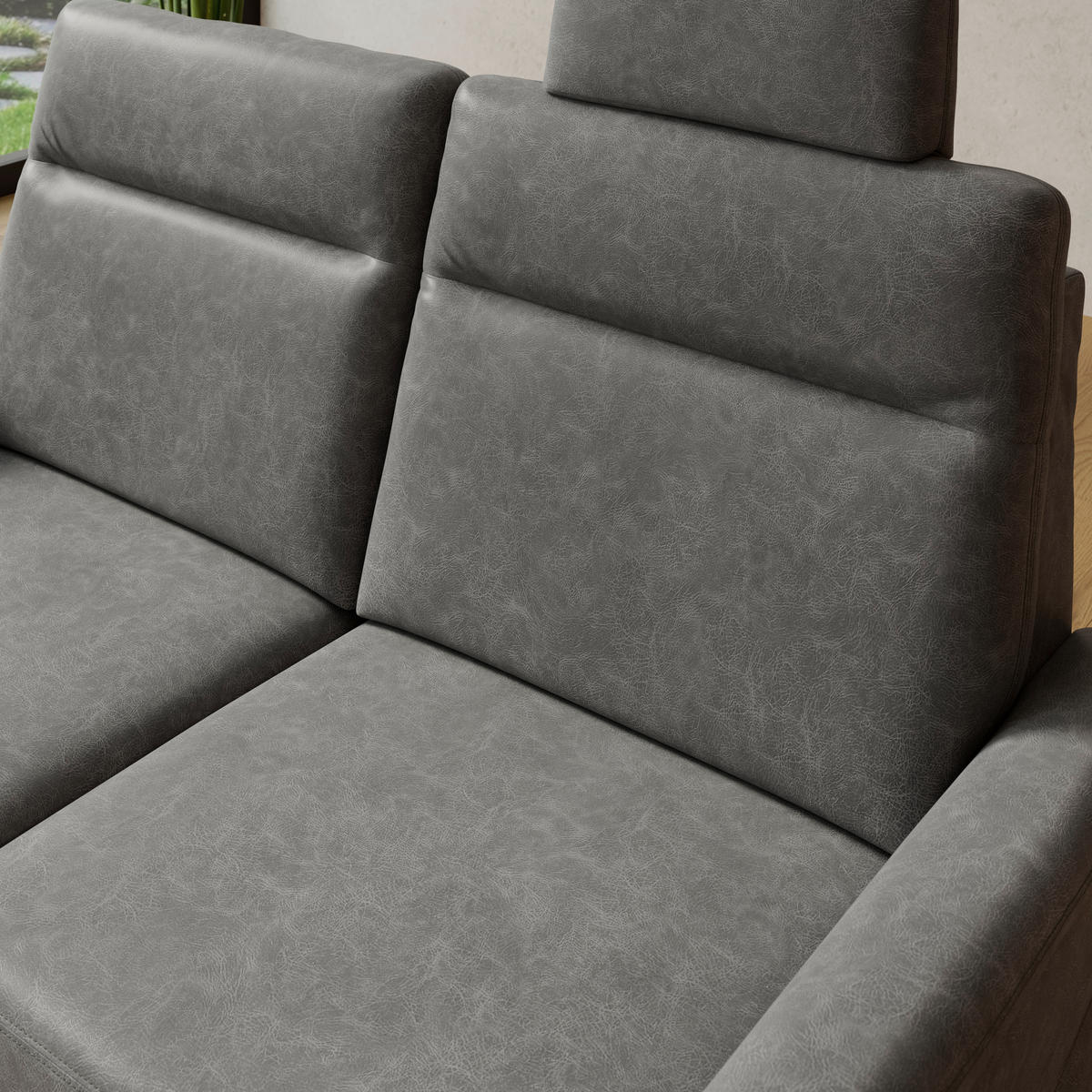 2,5-SITZER Mikrofaser Dunkelgrau  - Dunkelgrau/Schwarz, KONVENTIONELL, Kunststoff/Textil (170/99/91cm) - Elegando