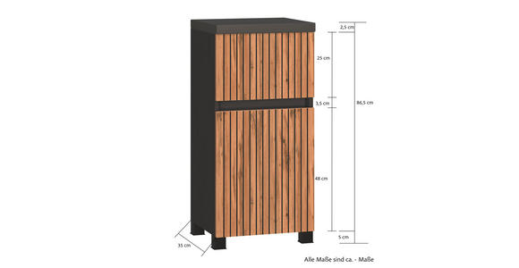 UNTERSCHRANK 40/79/35 cm   - Eiche Wotan/Graphitfarben, Natur, Holzwerkstoff/Kunststoff (40/79/35cm) - Xora