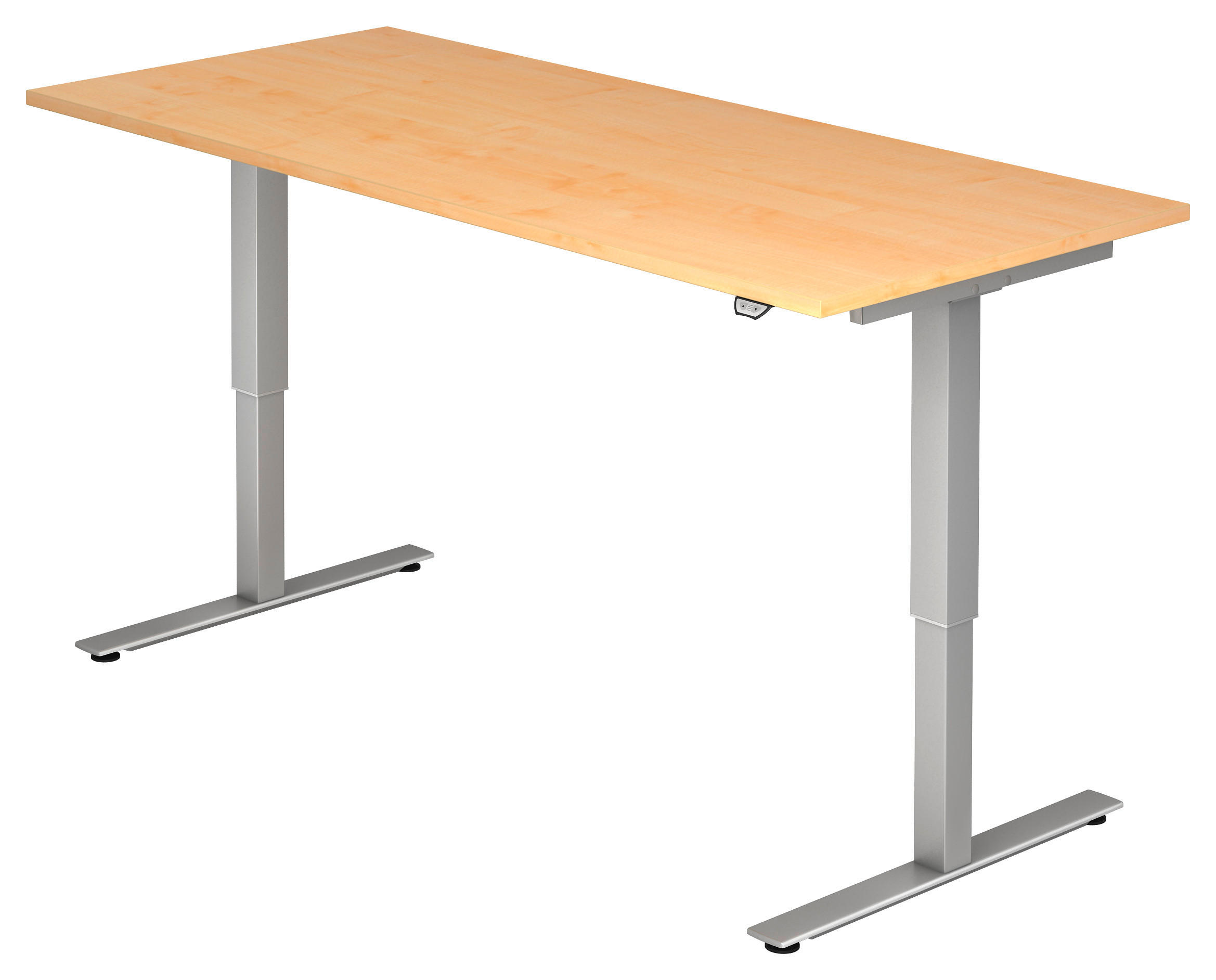 SCHREIBTISCH 180/80/72-119 cm  in Ahornfarben  - Silberfarben/Ahornfarben, KONVENTIONELL, Holzwerkstoff/Metall (180/80/72-119cm) - Venda